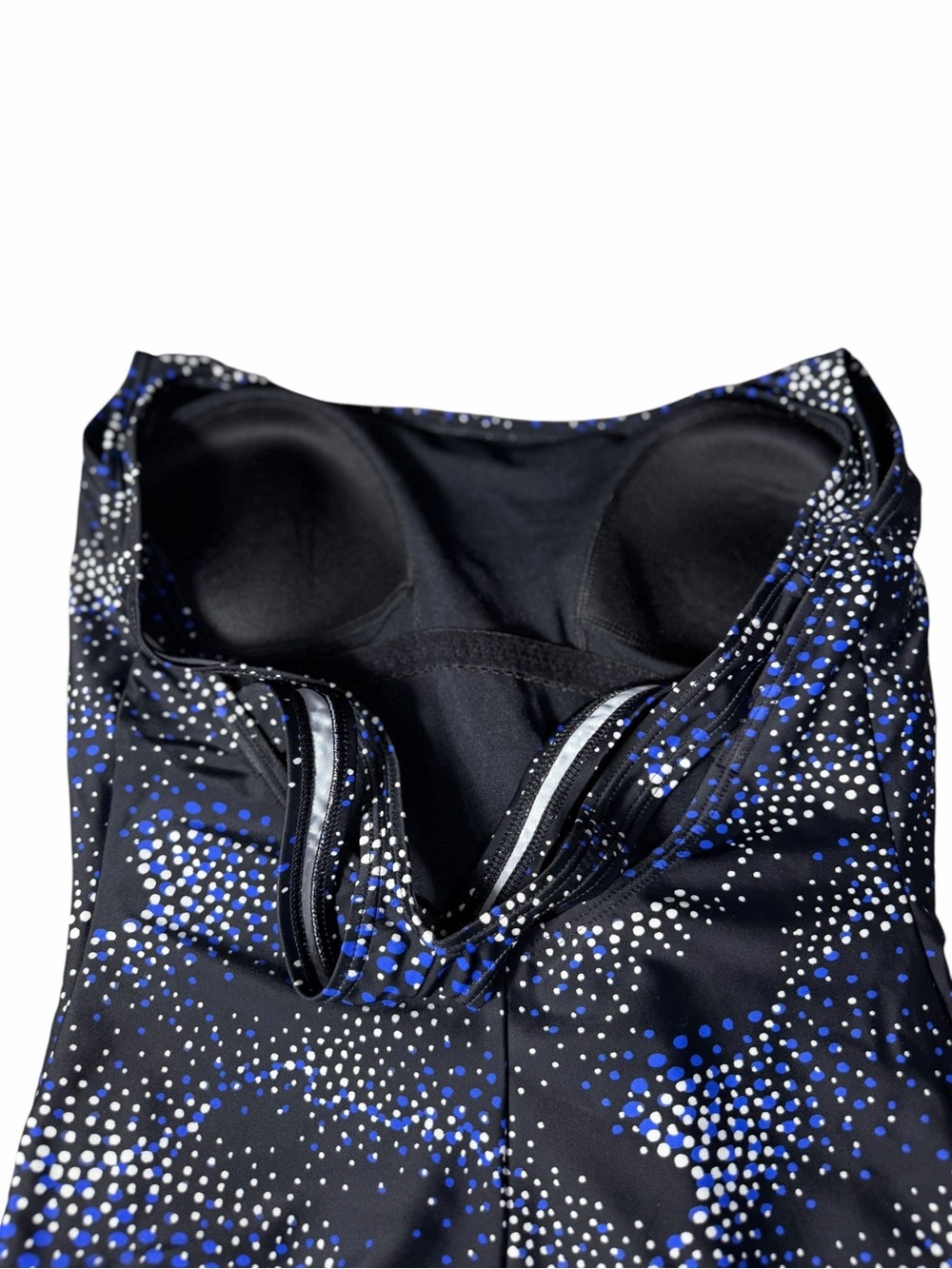 Speedo Hydro Women's One-piece Bathing Suit Black Blue White Padded Bra Sz 12 - Picture 11 of 13